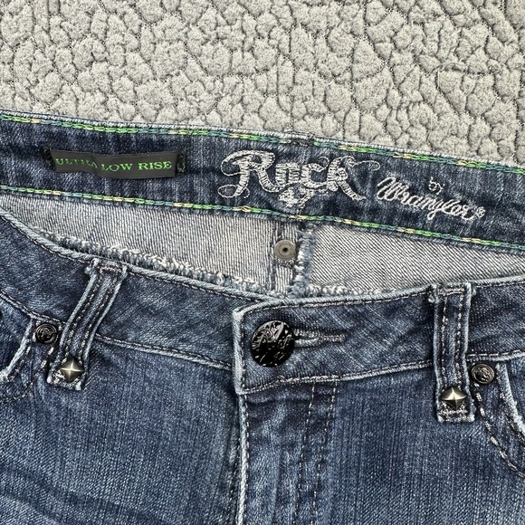 Wrangler Rock 47 Jeans Ultra Low Rise Womens 32x34 Western Denim Flare Bootcut - Picture 10 of 10